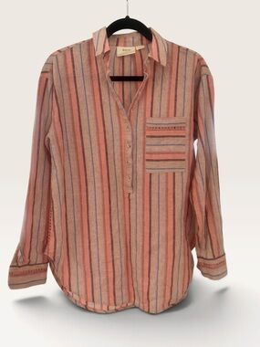 Maeve by Anthropologie Striped Linen Popover Top (XS)  NWT